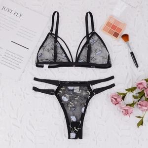 Womens 2pcs Lace up Lingerie Set